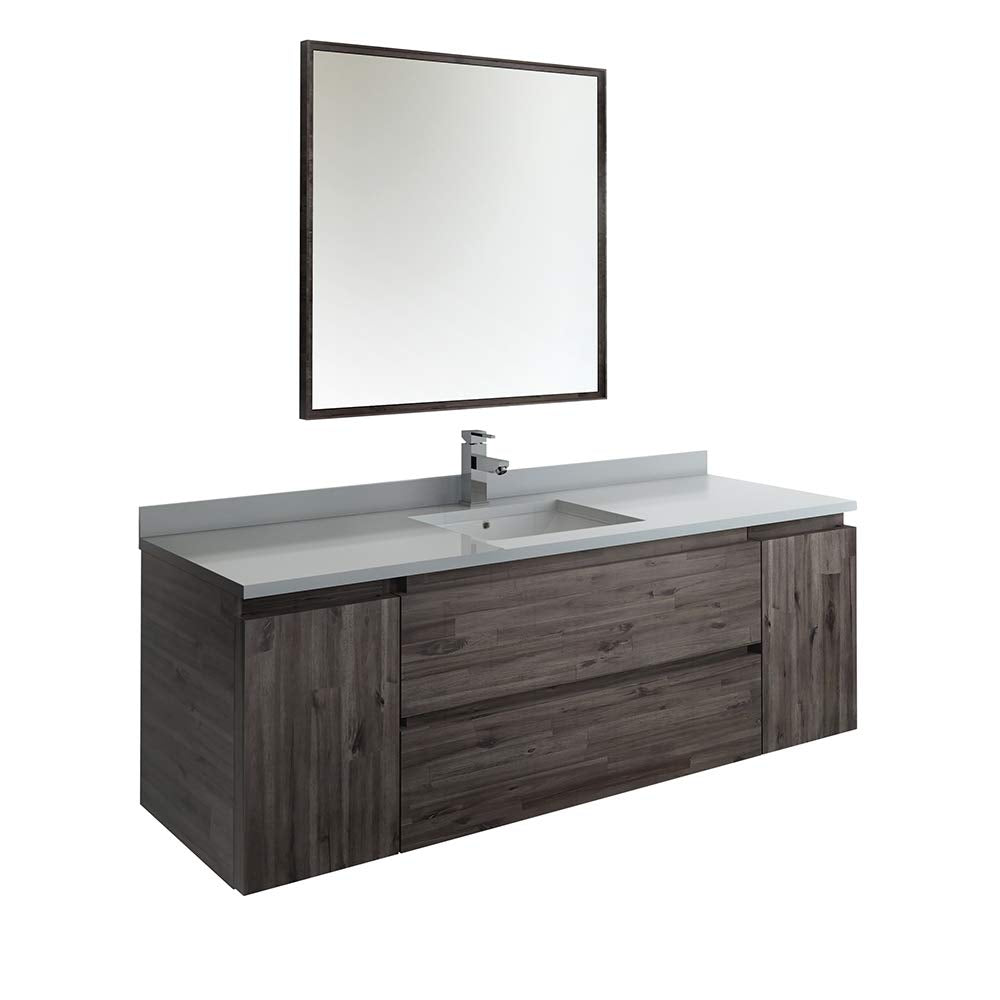 Fresca FVN31-123612ACA Fresca Formosa 60" Wall Hung Single Sink Modern Bathroom Vanity w/ Mirror