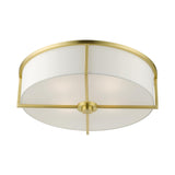 Livex Lighting 51075-12 Wesley Collection 4-Light Semi Flush Mount Ceiling Light with Off-White Hardback Fabric Shade, Satin Brass, 19 x 19 x 9.25