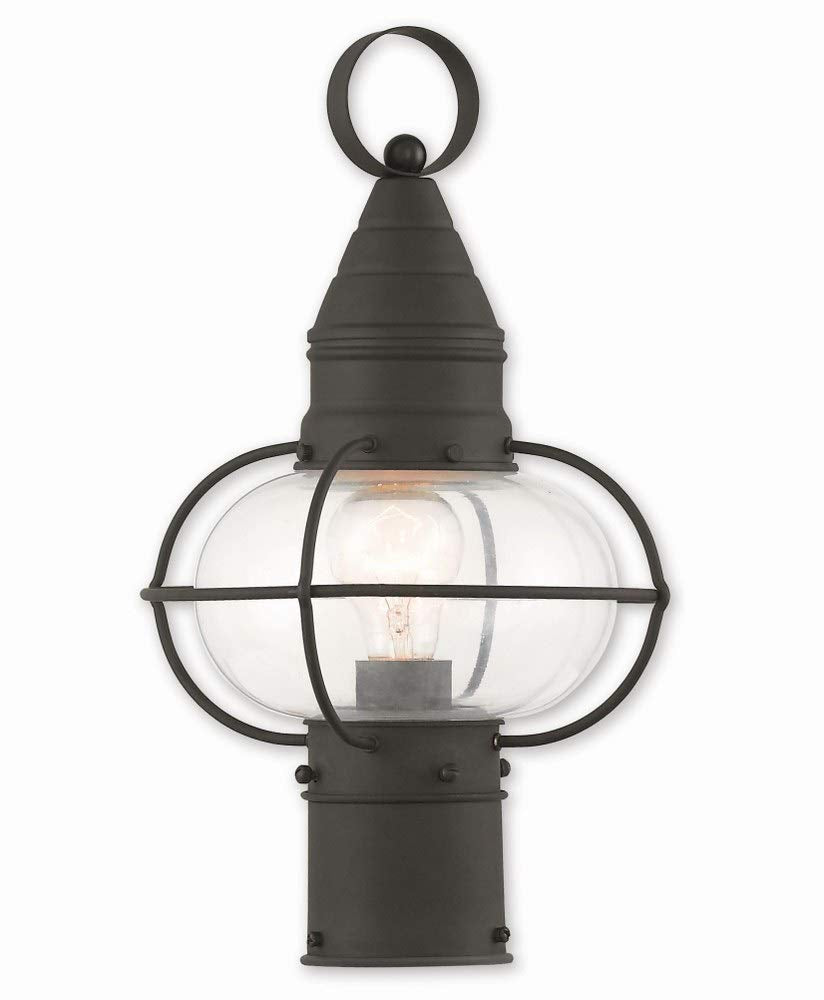 Livex 26902-04 Transitional One Light Outdoor Post-Top Lanterm from Newburyport Collection in Black Finish