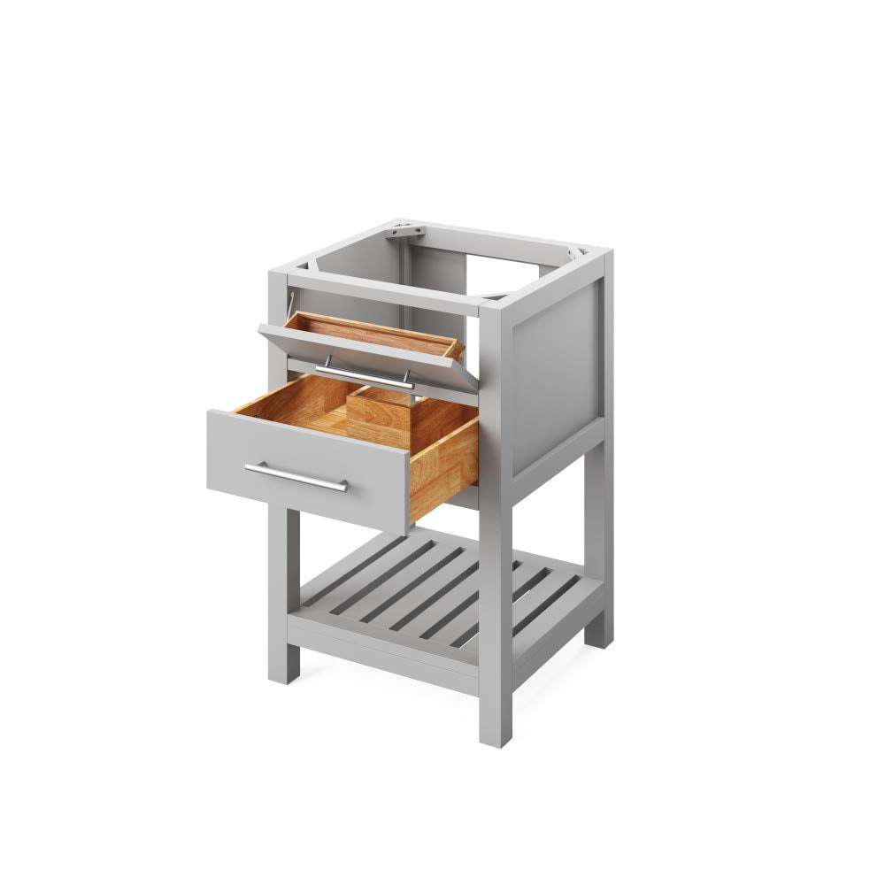 Jeffrey Alexander VKITWAV24GRCQR 24" Grey Wavecrest Vanity, Calacatta Vienna Quartz Vanity Top, undermount rectangle bowl