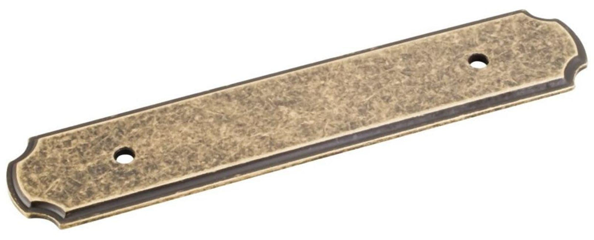 Jeffrey Alexander B812-96ABM-D 6-1/8" O.L. (96 mm Center-to-Center) Distressed Antique Brass Pull Backplate
