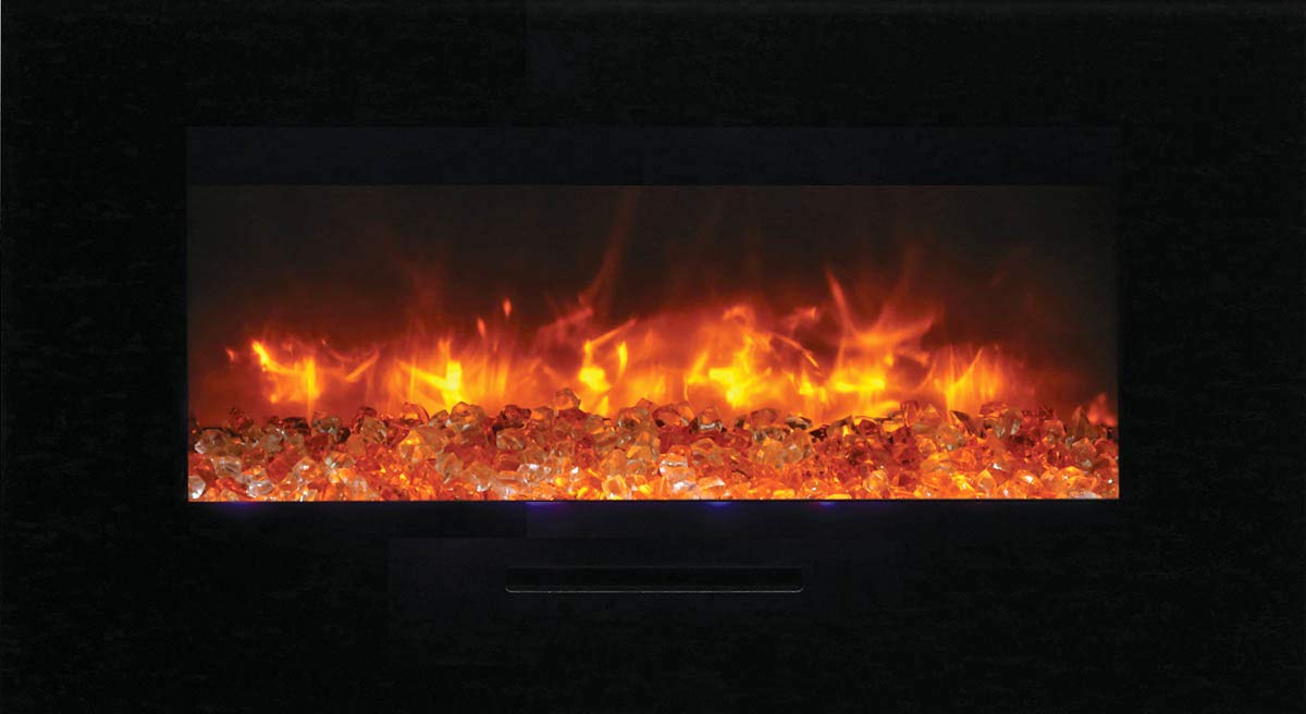 Amantii WM-FM-34-4423-BG Wall Mount/ Flush Mount Smart Electric  34" Indoor / Outdoor WiFi Enabled Fireplace , Featuring a MultiFunction Remote Control , Multi Speed Flame Motor