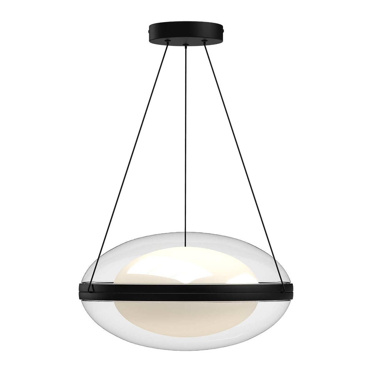 Kuzco PD76316-BK/OP VIRGO 16" PENDANT TEXTURED BLACK OPAL GLASS 120" WIRE 120V TRIAC/ELV LED 3000K 90CRI 37W