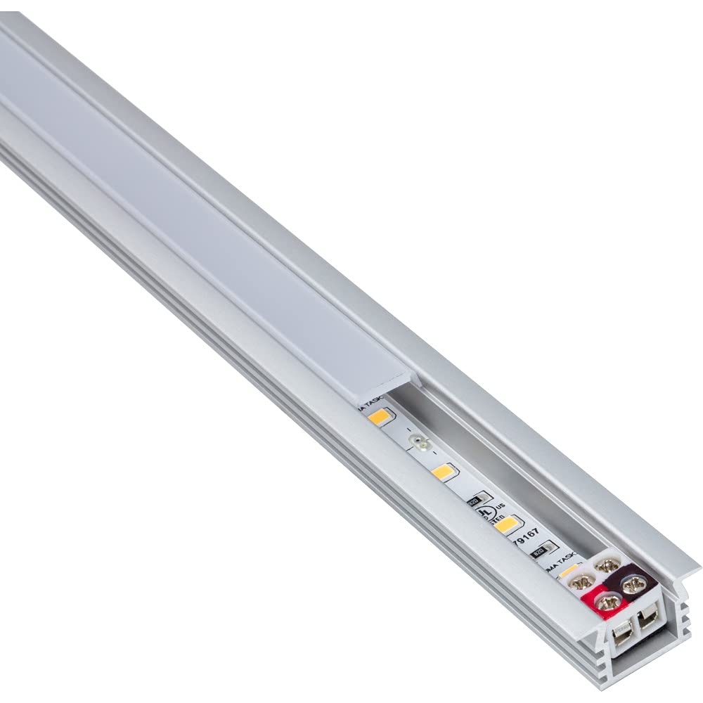 Task Lighting LR1PX12V09-02W4 6-5/8" 53 Lumens 12-volt Accent Output Linear Fixture, Fits 9" Wall Cabinet, 2 Watts, Recessed 002XL Profile, Single-white, Cool White 4000K