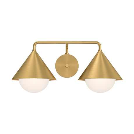 Alora VL485221BGOP REMY 2 HEAD 21" VANITY BRUSHED GOLD OPAL GLASS ROTARY DIMMER E26 60WX2