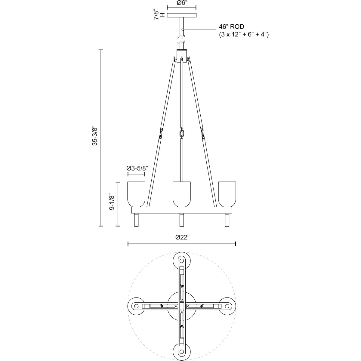 Alora PD338422PNAR LUCIAN 22" PD POLISHED NICKEL ALABASTER 4 X 60W E12