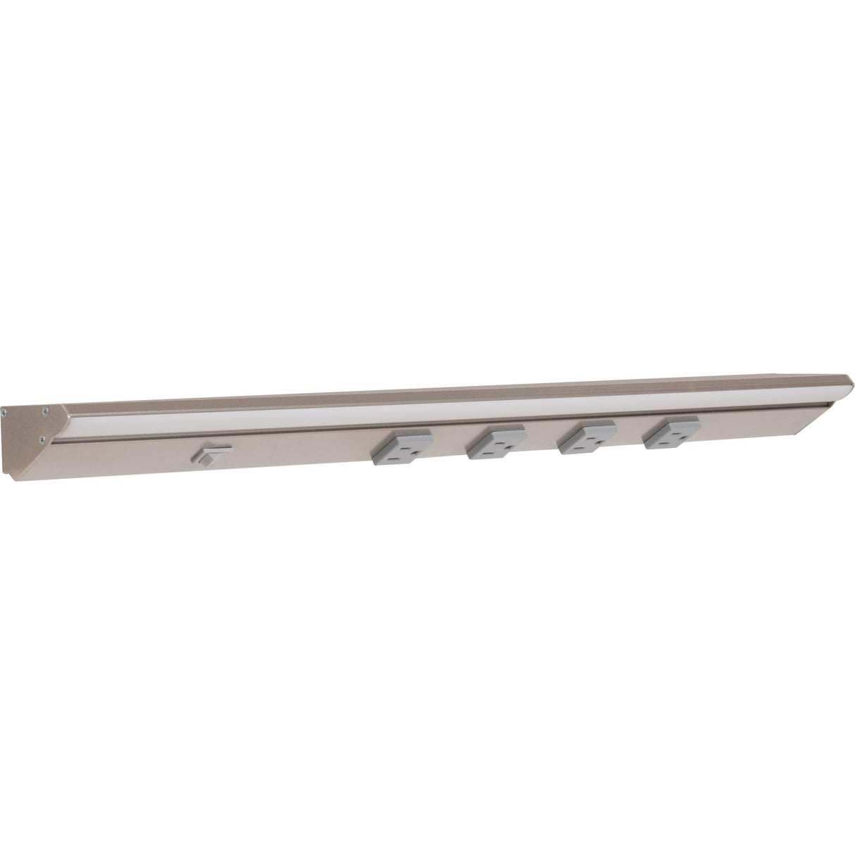 Task Lighting LP24QD8NDGSN27 24-1/2" 800 Lumen Direct Voltage DV Lighted Power Strip, Satin Nickel Finish, Grey Receptacles, 2700K Warm White