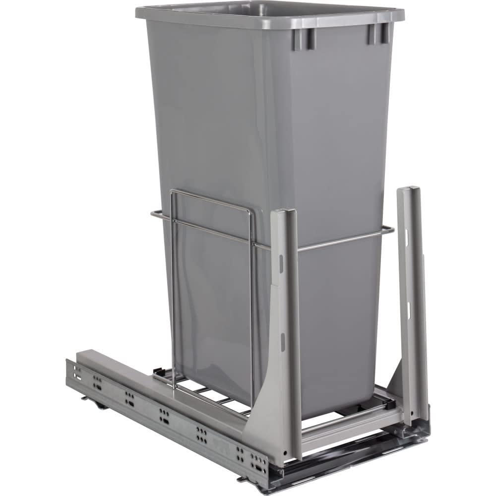 Hardware Resources WC-EMBM-S50G 50qt Wire Single Trashcan Pullout with Soft-close Slides