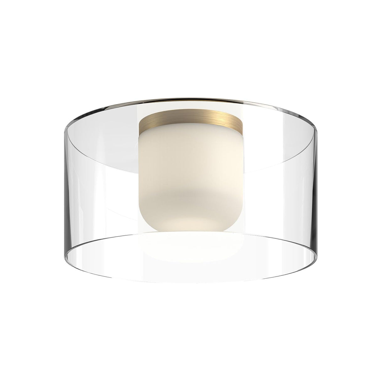 Kuzco FM53512-BG/CL BIRCH 12" FLUSH MOUNT BRUSHED GOLD CLEAR GLASS 120V ELV LED 3000K 90CRI 13W