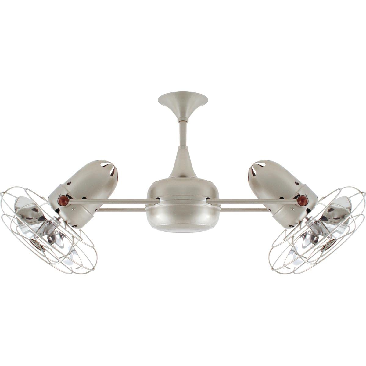 Matthews Fan DD-BN-MTL Duplo Dinamico 360” rotational dual head ceiling fan in Brushed Nickel finish with Metal blades.