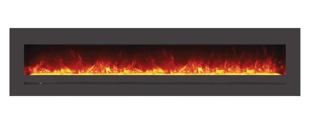 Amantii WM-FML-88-9623-STL Wall Mount / Flush Mount - 88" Electric Fireplace with a Steel Surround and Glass Media