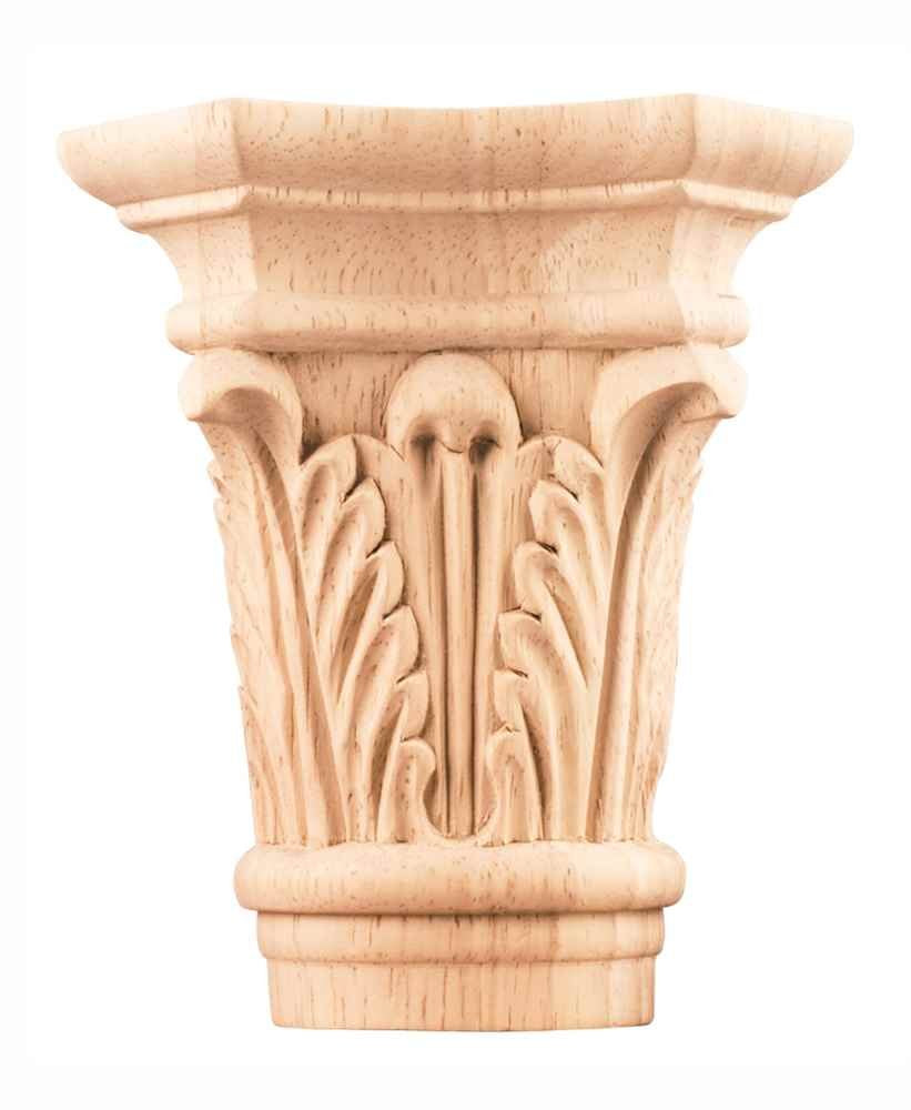 Hardware Resources CAP5RW 4-3/4" W x 2-1/8" D x 4-3/8" H Rubberwood Acanthus Capital