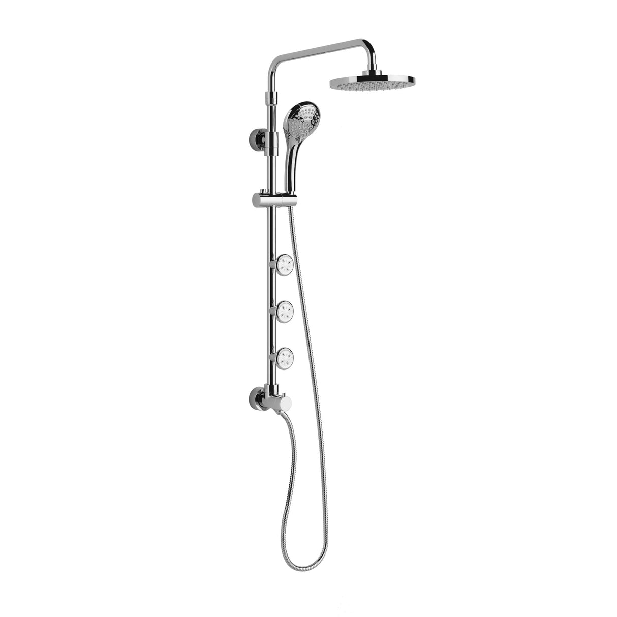 PULSE ShowerSpas 1028-CH Lanikai Shower System with 8" Rain Showerhead, 3 Dual-Function Body Spray Jets, 5-Function Hand Shower, Polished Chrome, 2.5 GPM
