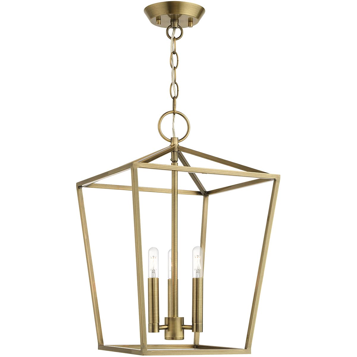 Livex Lighting 49433-01 Devone Collection 3-Light Convertible Semi-Flush Lantern Ceiling Fixture, Antique Brass