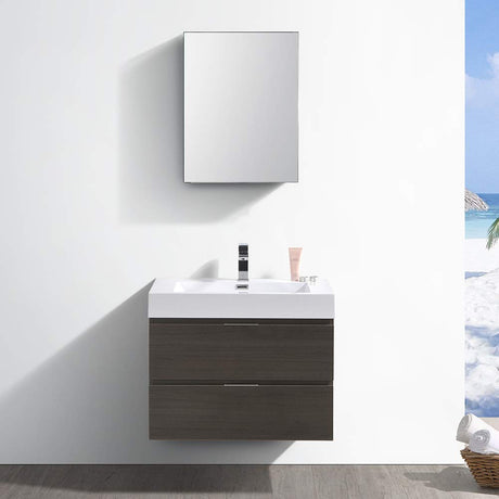 Fresca FVN8330GO Fresca Valencia 30" Gray Oak Wall Hung Modern Bathroom Vanity w/ Medicine Cabinet