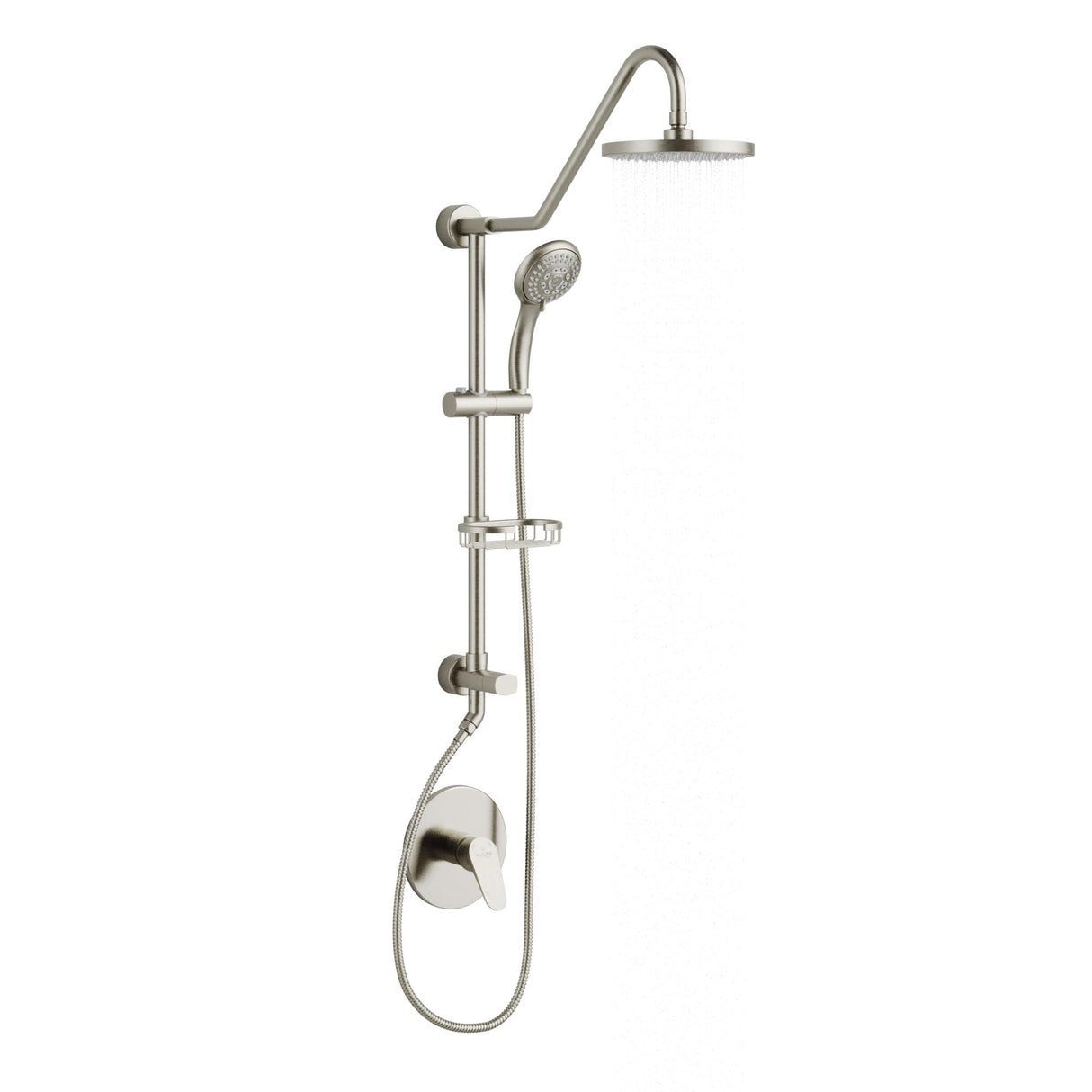 PULSE ShowerSpas 1011-BN-1.8GPM Kauai III Shower System with 8" Rain Showerhead, 5-Function Hand Shower, Adjustable Slide Bar and Soap Dish, Brushed Nickel, 1.8 GPM