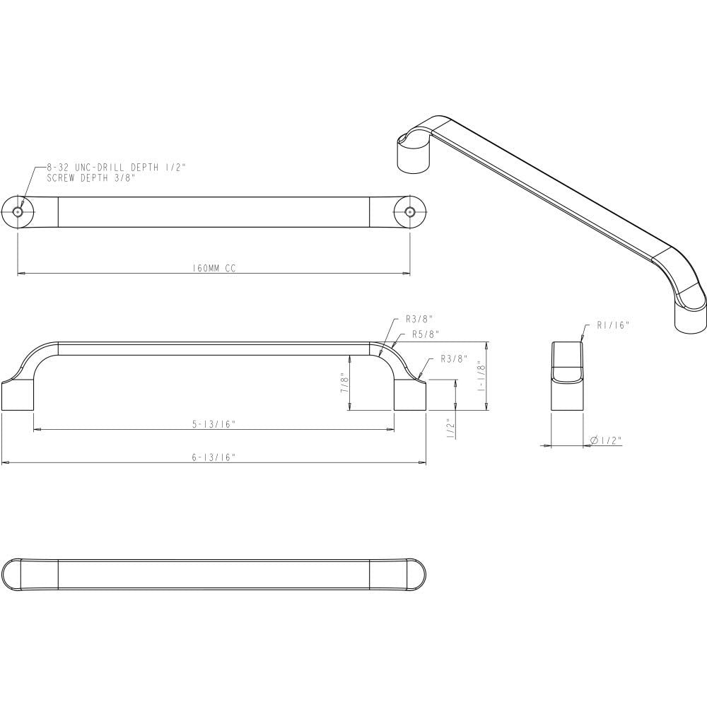 Elements 239-160MB 160 mm Center-to-Center Matte Black Brenton Cabinet Pull