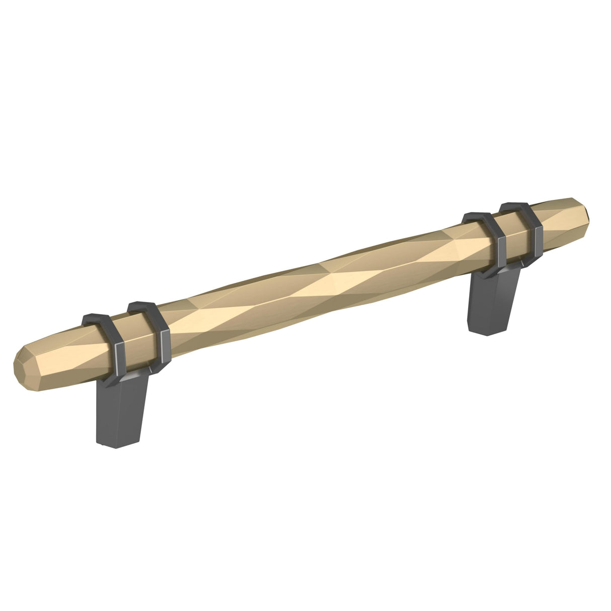 Amerock Cabinet Pull Golden Champagne/Black Chrome 5-1/16 inch (128 mm) Center-to-Center London 1 Pack Drawer Pull Drawer Handle Cabinet Hardware
