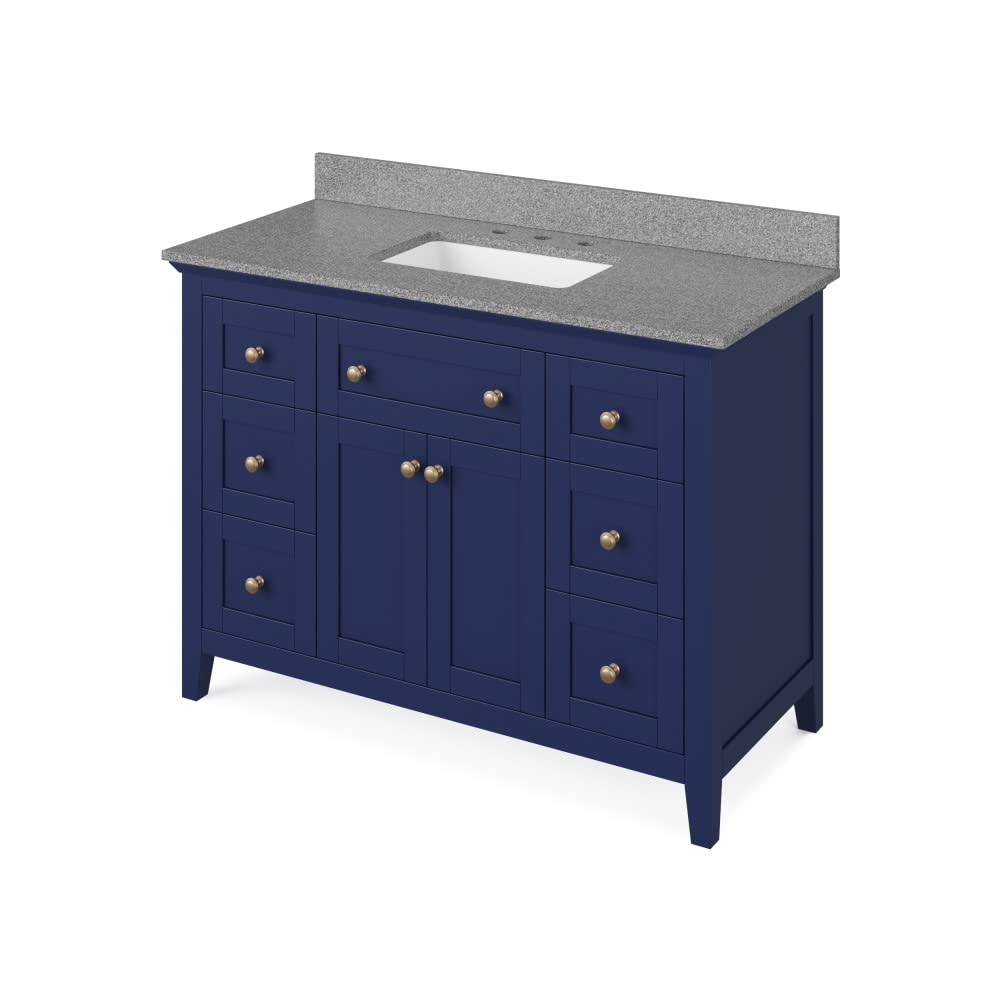 Jeffrey Alexander VKITCHA48BLSGR 48" Hale Blue Chatham Vanity, Steel Grey Cultured Marble Vanity Top, undermount rectangle bowl
