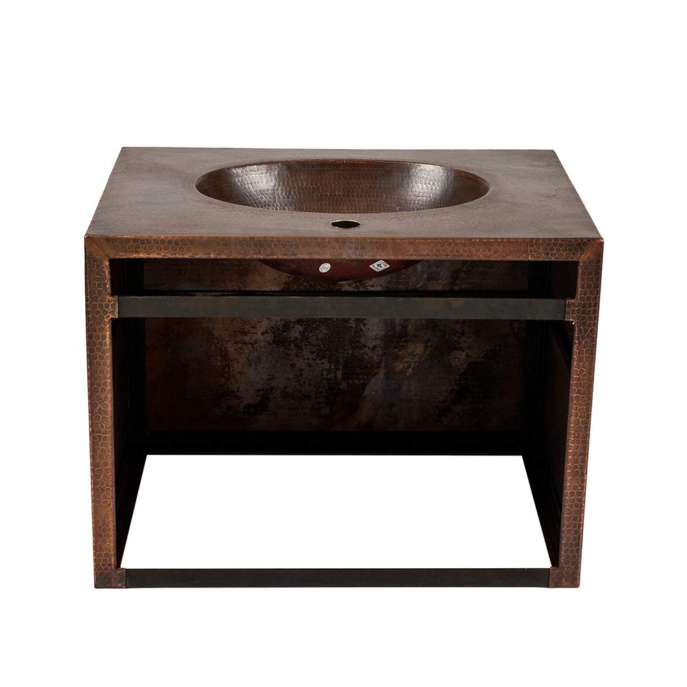 Premier Copper Products VADB24181 24-Inch Hand Hammered Wall Mount Copper Vanity, Oil Rubbed Bronze