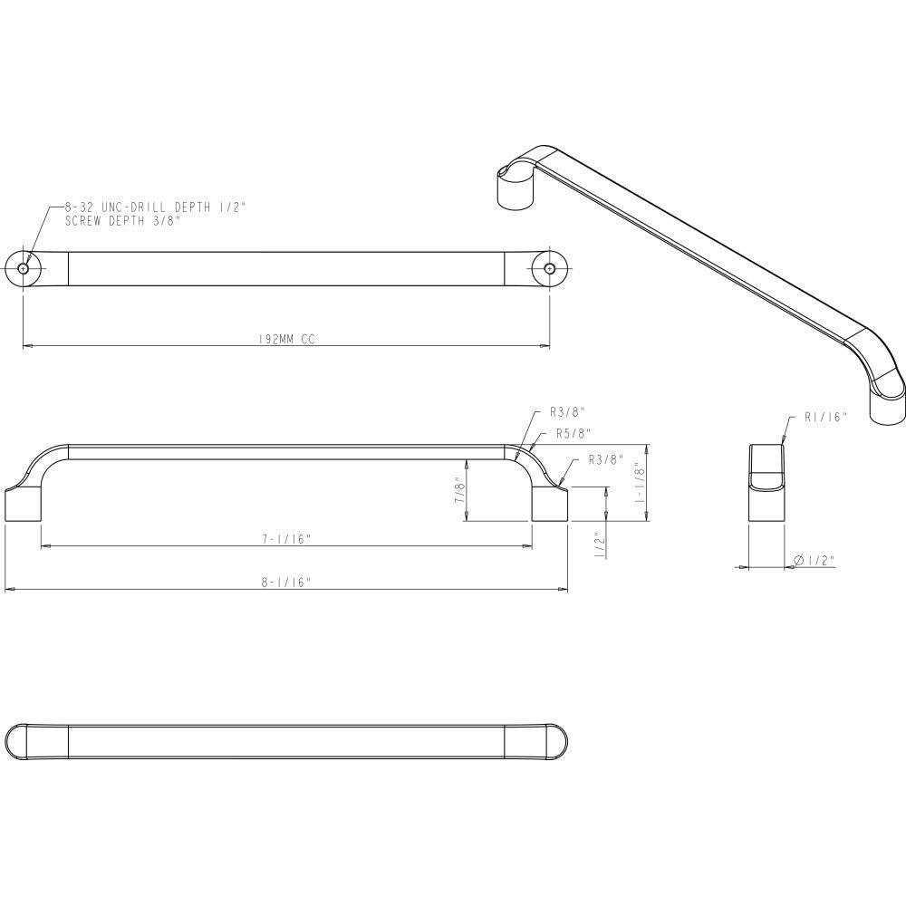 Elements 239-192MB 192 mm Center-to-Center Matte Black Brenton Cabinet Pull