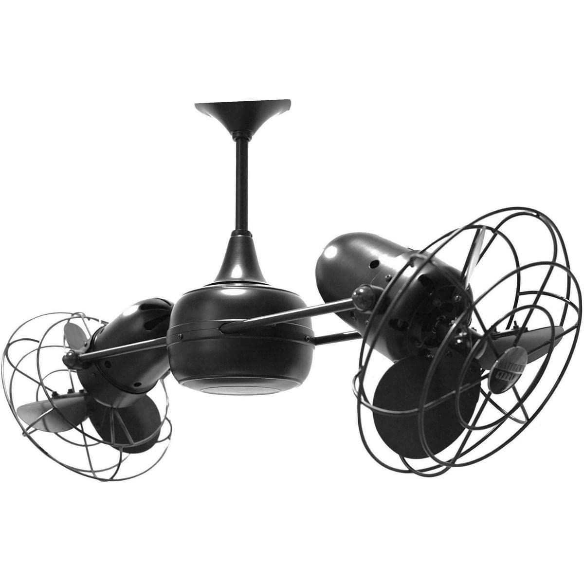 Matthews Fan DD-BK-MTL Duplo Dinamico 360” rotational dual head ceiling fan in Matte Black finish with Metal blades.