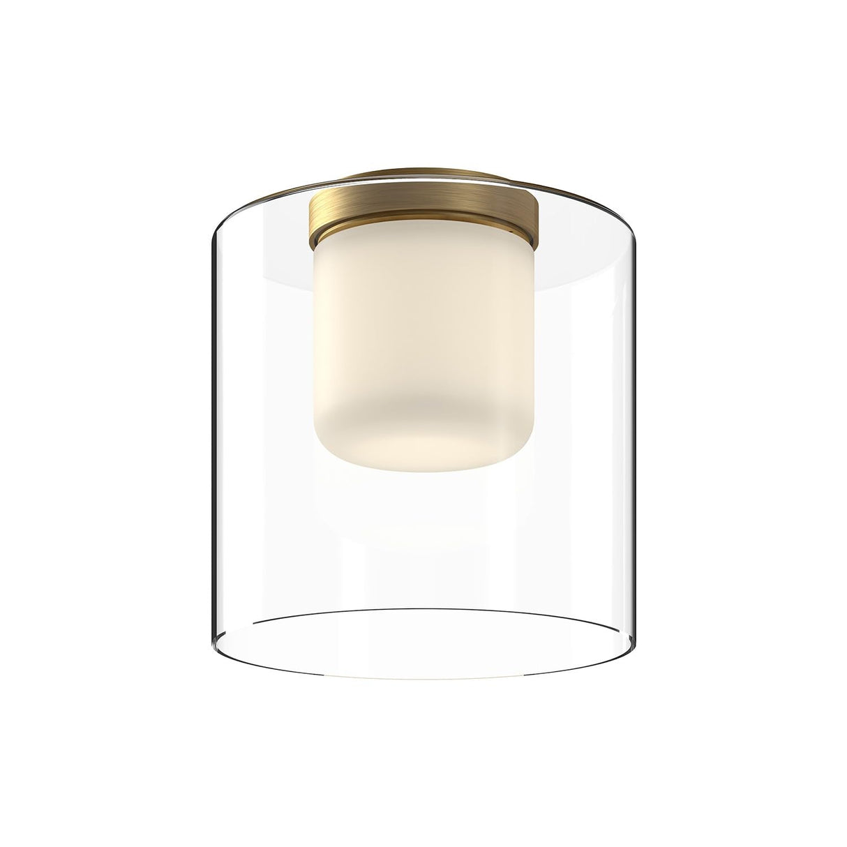 Kuzco FM53509-BG/CL BIRCH 9" FLUSH MOUNT BRUSHED GOLD CLEAR GLASS 120V ELV LED 3000K 90CRI 13W