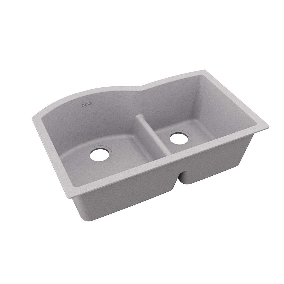 Elkay Quartz Classic ELGHU3322RGS0 Greystone Offset 60/40 Double Bowl Undermount Sink with Aqua Divide
