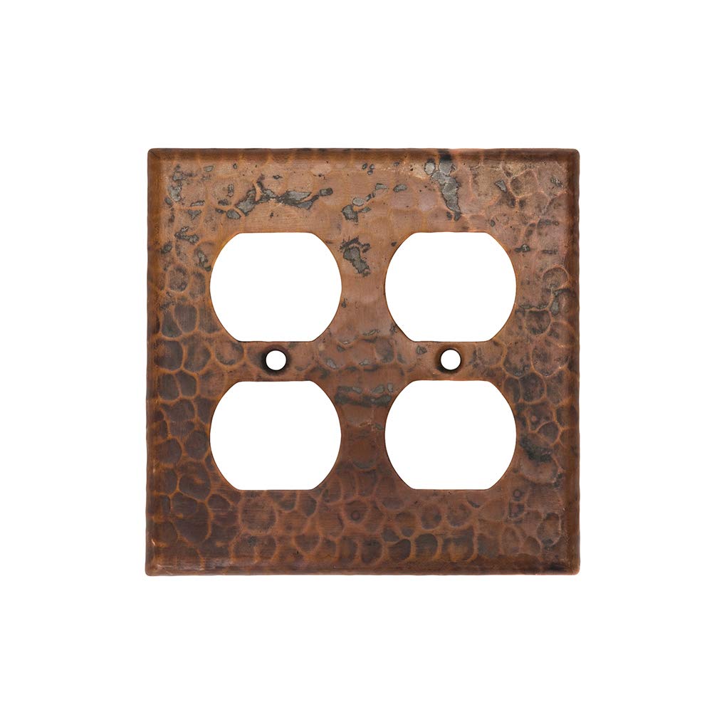 Premier Copper Products SO4 Copper Switch Plate Double Duplex with Four Hole Outlet Cover, Oil Rubbed Bronze