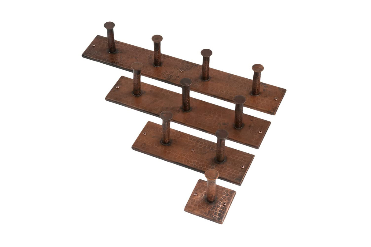 Premier Copper Products RH4 Hand Hammered Copper Quadruple Robe / Towel Hook, Oil Rubbed Bronze