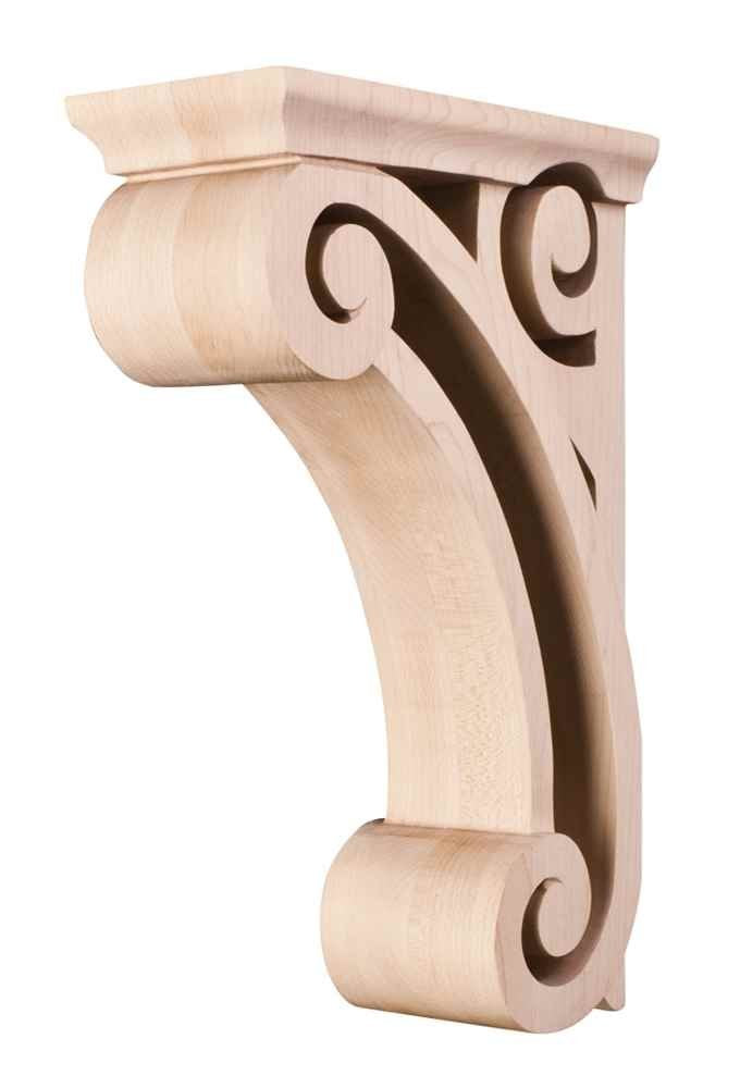Hardware Resources COR2-1RW 3" W x 6-5/8" D x 10" H Rubberwood Open Space Corbel