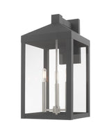 Livex Lighting 20585-91 Transitional Three Light Outdoor Wall Lantern from Nyack Collection in Pwt, Nckl, B/S, Slvr. Finish, Brushed Nickel