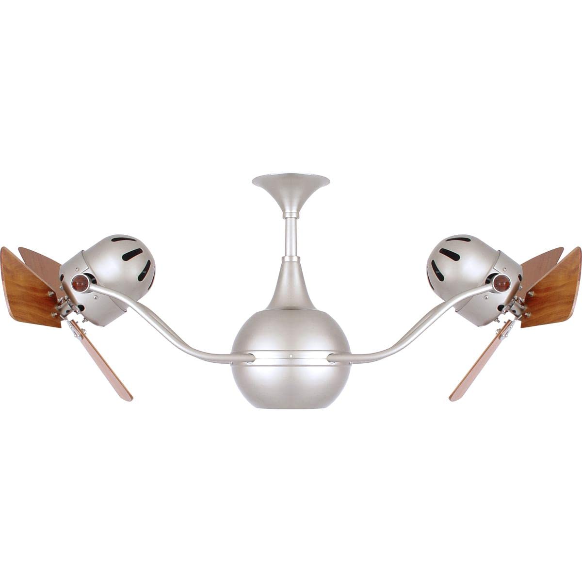 Matthews Fan VB-BN-WD Vent-Bettina 360° dual headed rotational ceiling fan in brushed nickel with solid sustainable mahogany wood blades.
