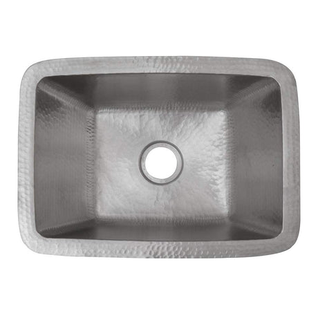 Premier Copper Products BRECEN2 17-Inch Rectangle Copper Bar Sink w/ 2-Inch Drain Opening, Nickel