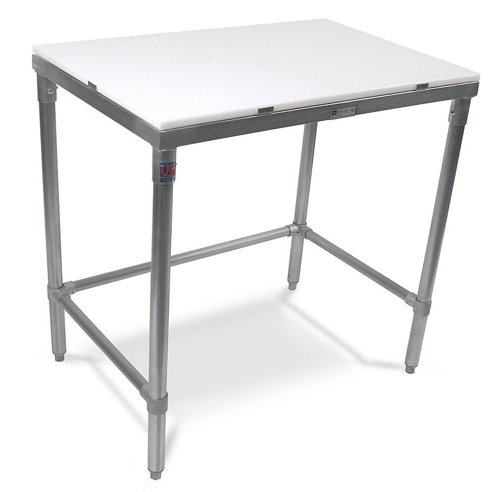 John Boos TC044 Poly Vinyl Top Workbenches - 48X24" Stainless Steel Frame & Legs Without Backsplash