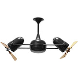 Matthews Fan DD-BK-WD Duplo Dinamico 360” rotational dual head ceiling fan in Matte Black finish with solid sustainable mahogany wood blades.