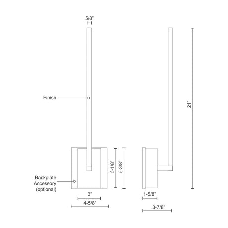 Kuzco WS25118-BN PANDORA 18" WS Brushed Nickel 120V TRIAC/ELV LED 3000K 90CRI 15W