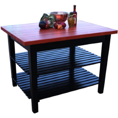 John Boos RN-C3624-2S Rectangular Table in Cherry Edge Grain Top (36 x 24 with 2 Shelves)