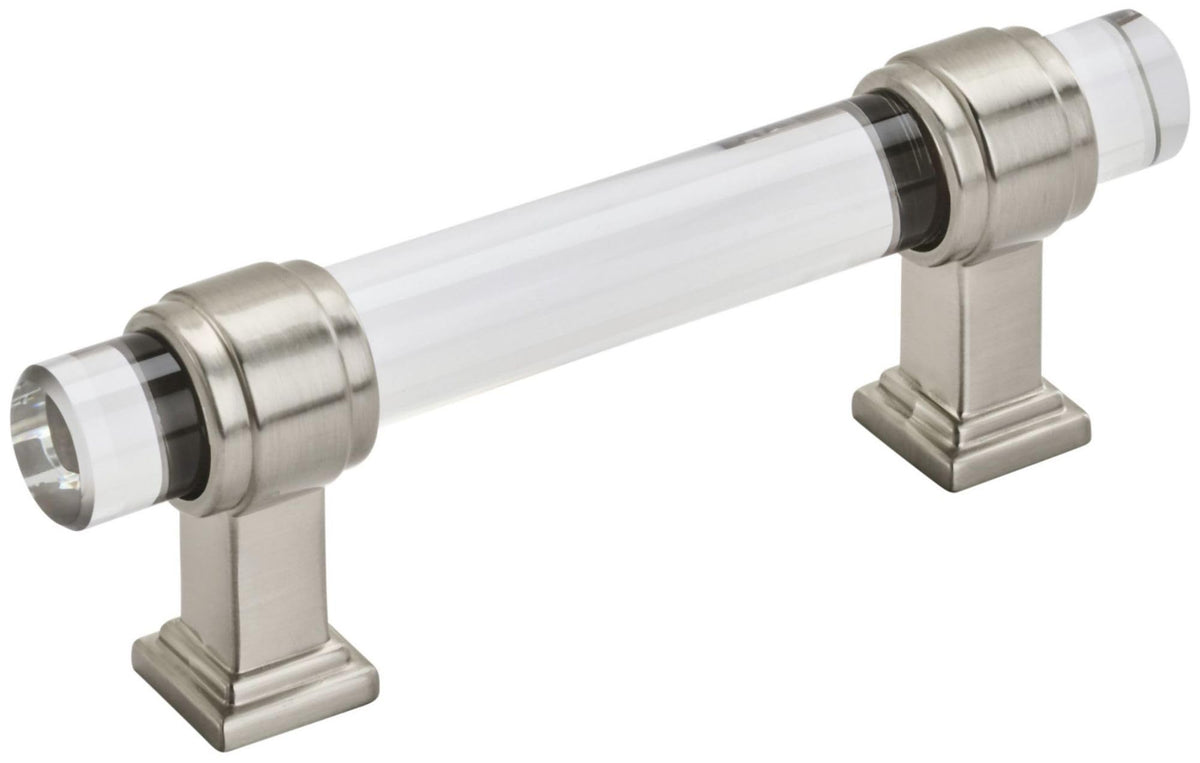 Amerock Cabinet Pull Clear/Satin Nickel 3 inch (76 mm) Center to Center Glacio 1 Pack Drawer Pull Drawer Handle Cabinet Hardware
