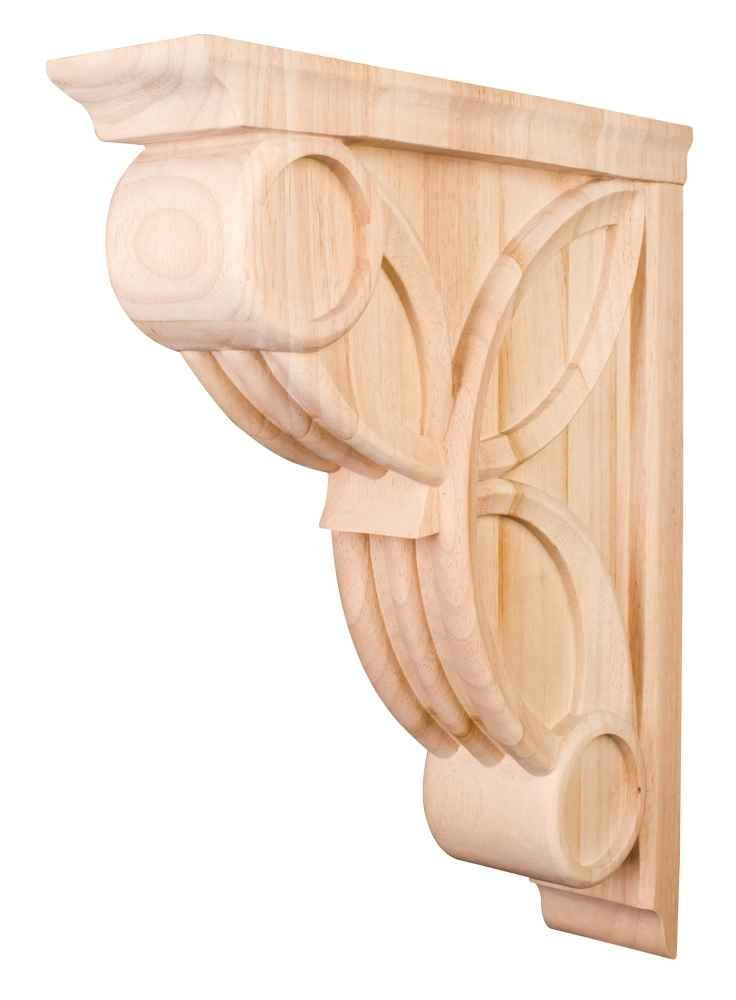 Hardware Resources COR6-3RW 3" W x 11-5/16" D x 14" H Rubberwood Celtic Weave Art Deco Corbel