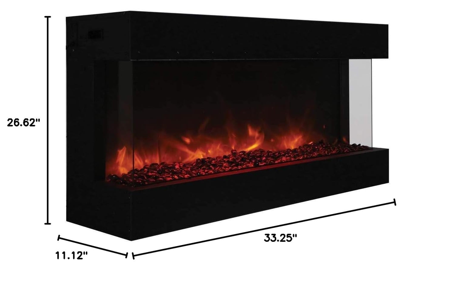 Amantii 30-TRV-SLIM Trv View Slim  - 30" Indoor / Outdoor 3 Sided Electric Fireplace Featuring  10 5/8" Depth