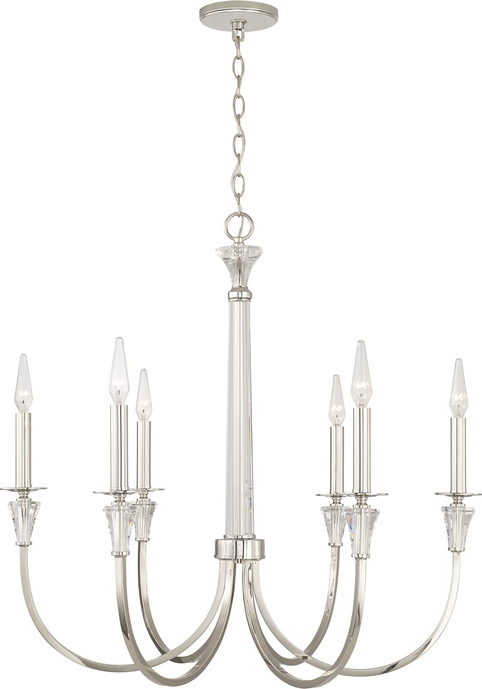 Capital Lighting 441861PN Laurent 6 Light Chandelier Polished Nickel