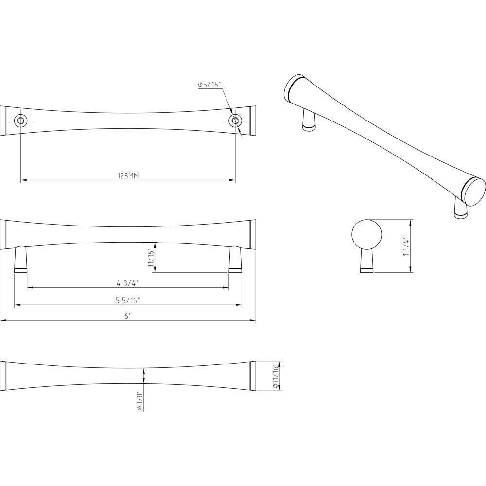 Elements 600MB 128 mm Center-to-Center Matte Black Sedona Cabinet Pull