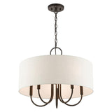 Livex Lighting 49805-92 Blossom Collection 5-Light Pendant Chandelier with Oatmeal Color Hardback Fabric Shade, English Bronze, 22 x 22 x 18