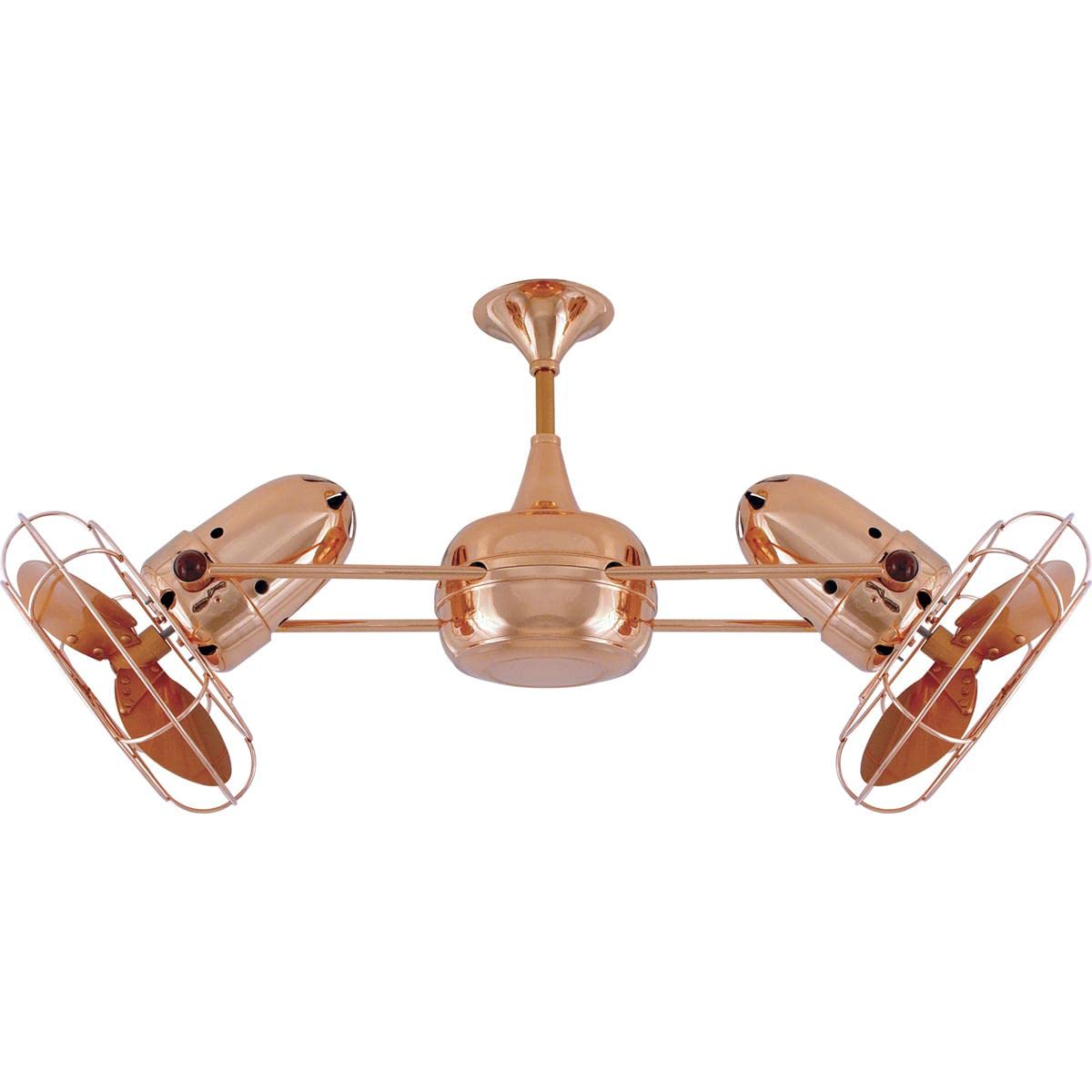 Matthews Fan DD-CP-MTL Duplo Dinamico 360” rotational dual head ceiling fan in Polished Copper finish with Metal blades.