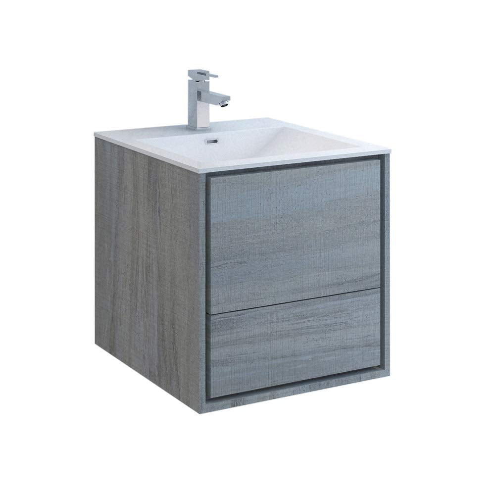 Fresca FCB9224OG-I Fresca Catania 24" Ocean Gray Wall Hung Modern Bathroom Cabinet w/ Integrated Sink