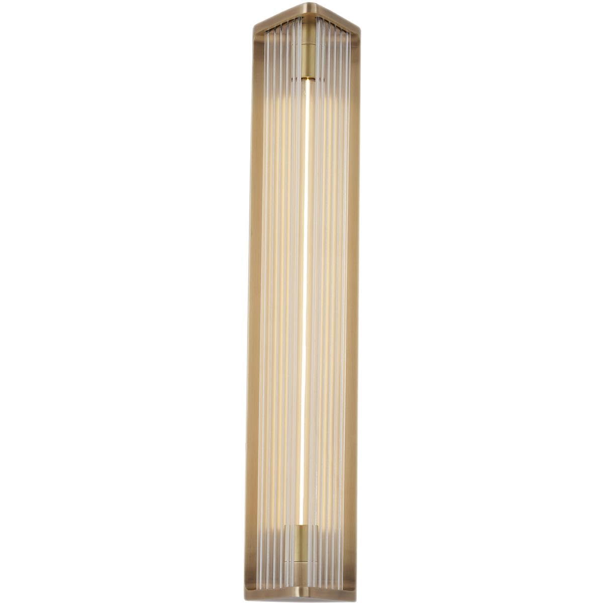 Alora WV339123VBCR SABRE 23" WV VINTAGE BRASS CLEAR RIBBED GLASS 8W LED 90 2700K DC LED