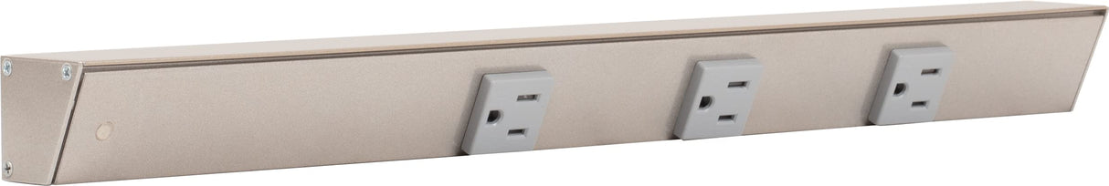 Task Lighting APT18-3G-P-SN-L 18" APT Series Slim Angle Power Strip, Left Entry, Satin Nickel Finish, Grey Receptacles