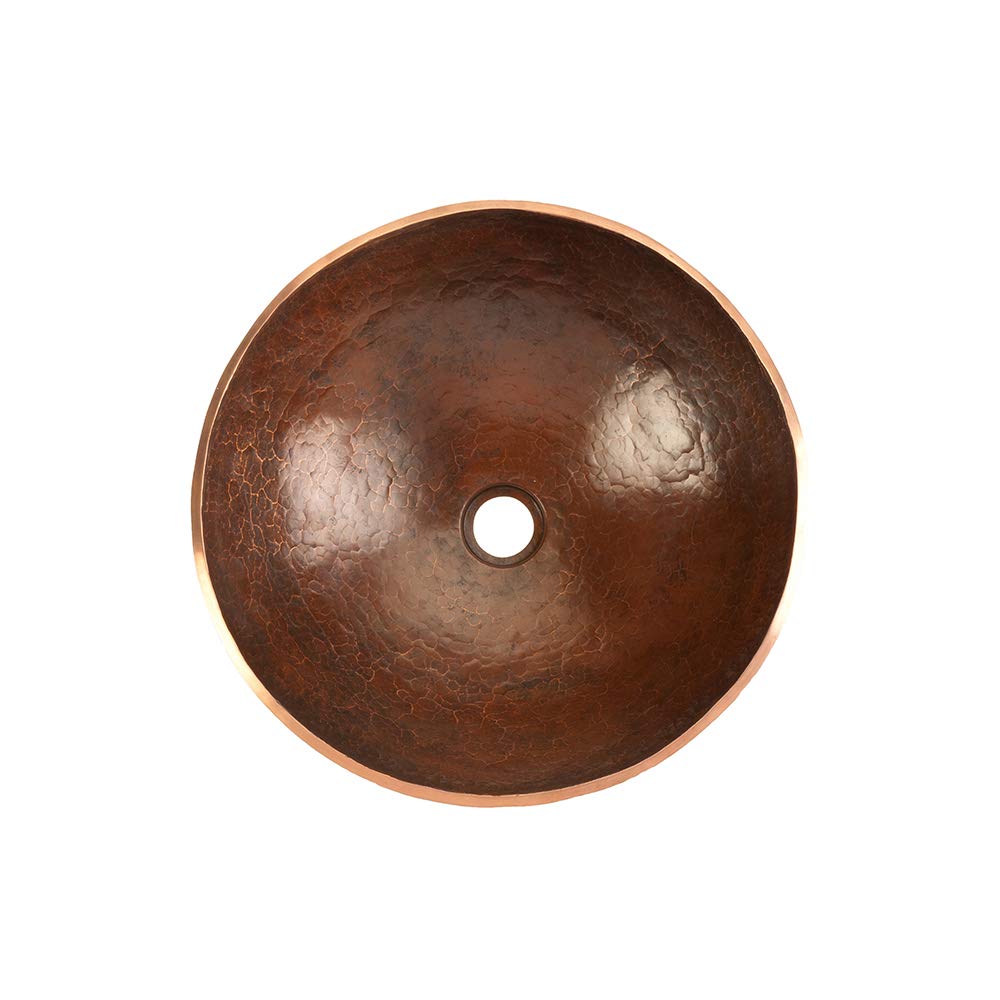 Premier Copper Products PV16RDB 16-Inch Round Hand Forged Old World Copper Vessel Sink, Oil Rubbed Bronze