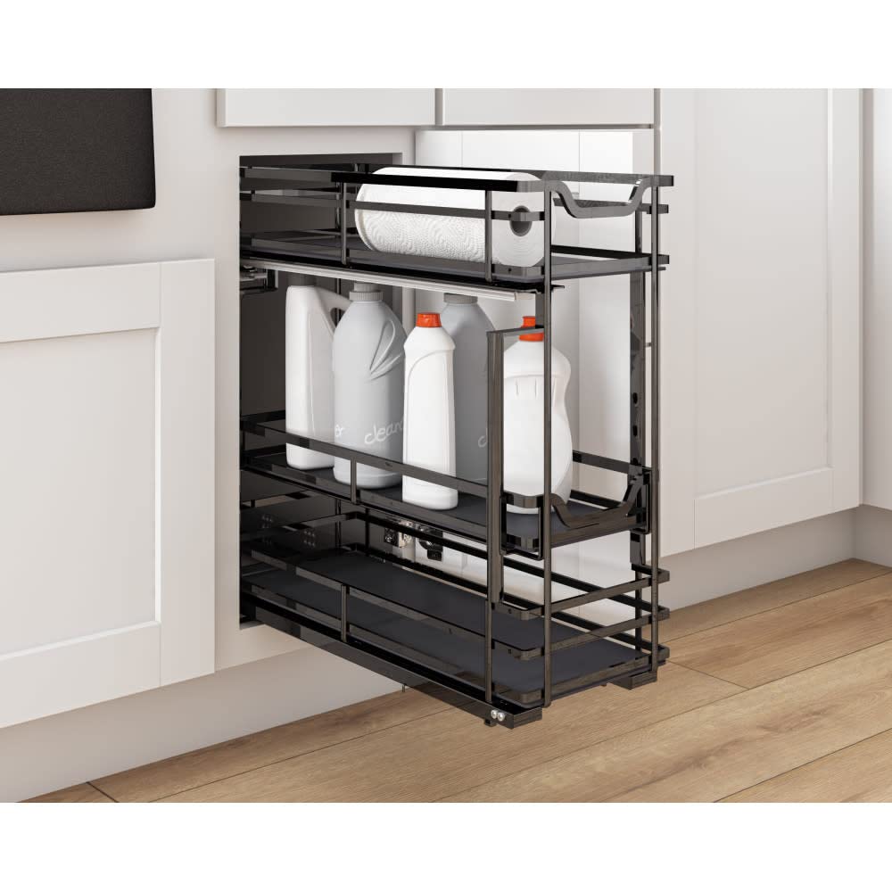 Hardware Resources SWS-DBPO5BN 5" Black Nickel STORAGE WITH STYLE® Metal "No Wiggle" Under Drawer Base Pullout, Preassembled with Soft-close Slides